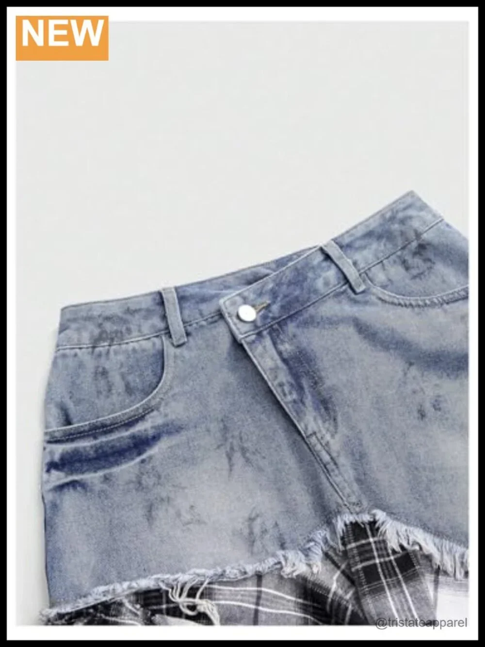 Plaid Denim Y2K A-Line Flowy Short Skirt Plus Size